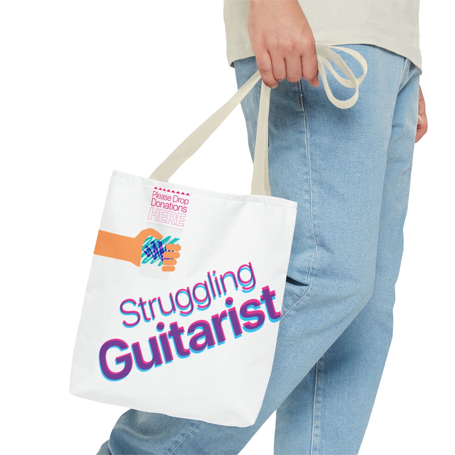 Struggling Guitarist Tote Bag - Musical Themed, Perfect for Musicians and Music Lovers (Jazz Cup)