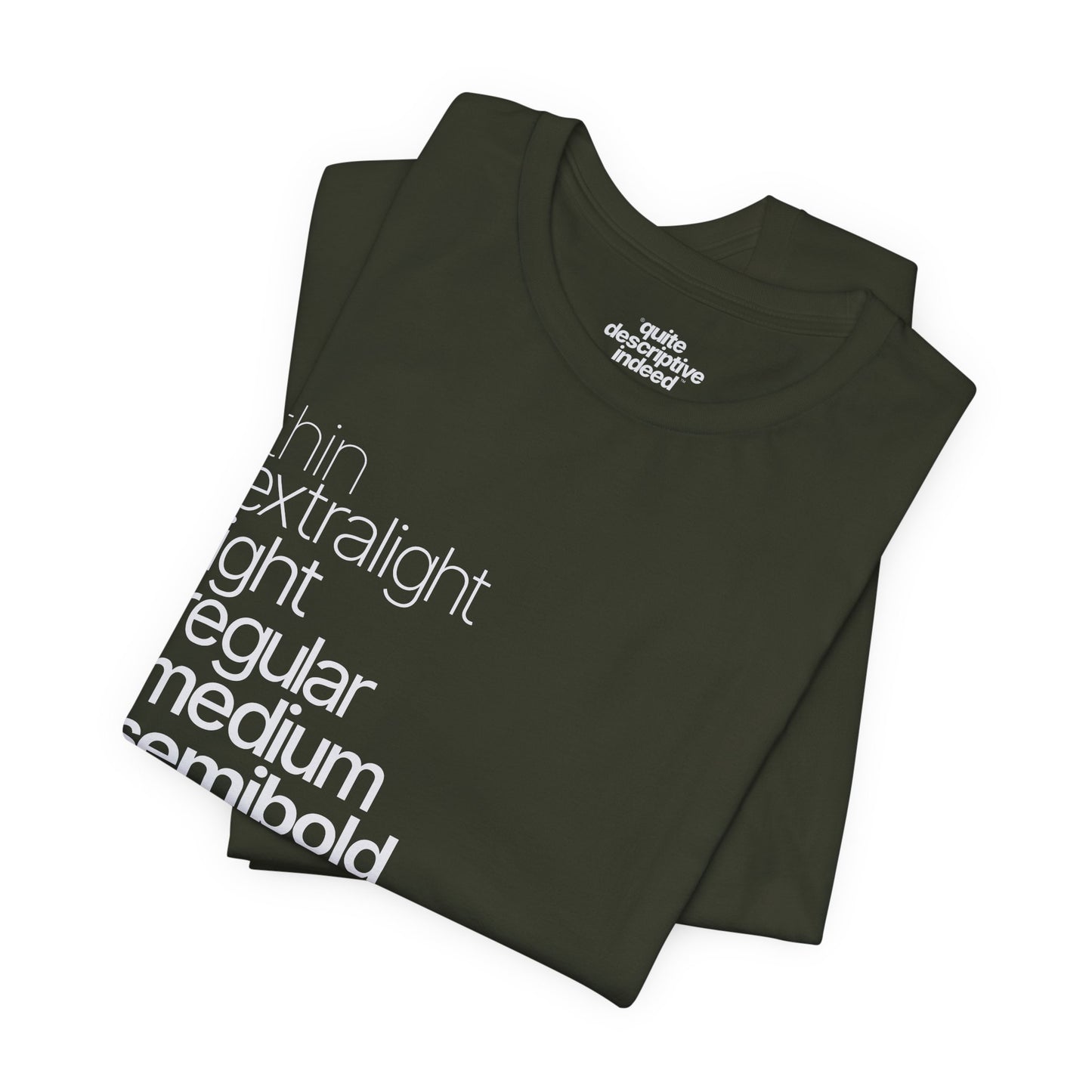 Typographical "Quite Descriptive T-Shirt" About Typography. Great Conversation Starter!