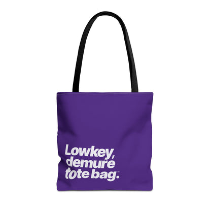 Lowkey Demure Tote Bag. Minimalist & Quite Descriptive Typography Canvas Shopper