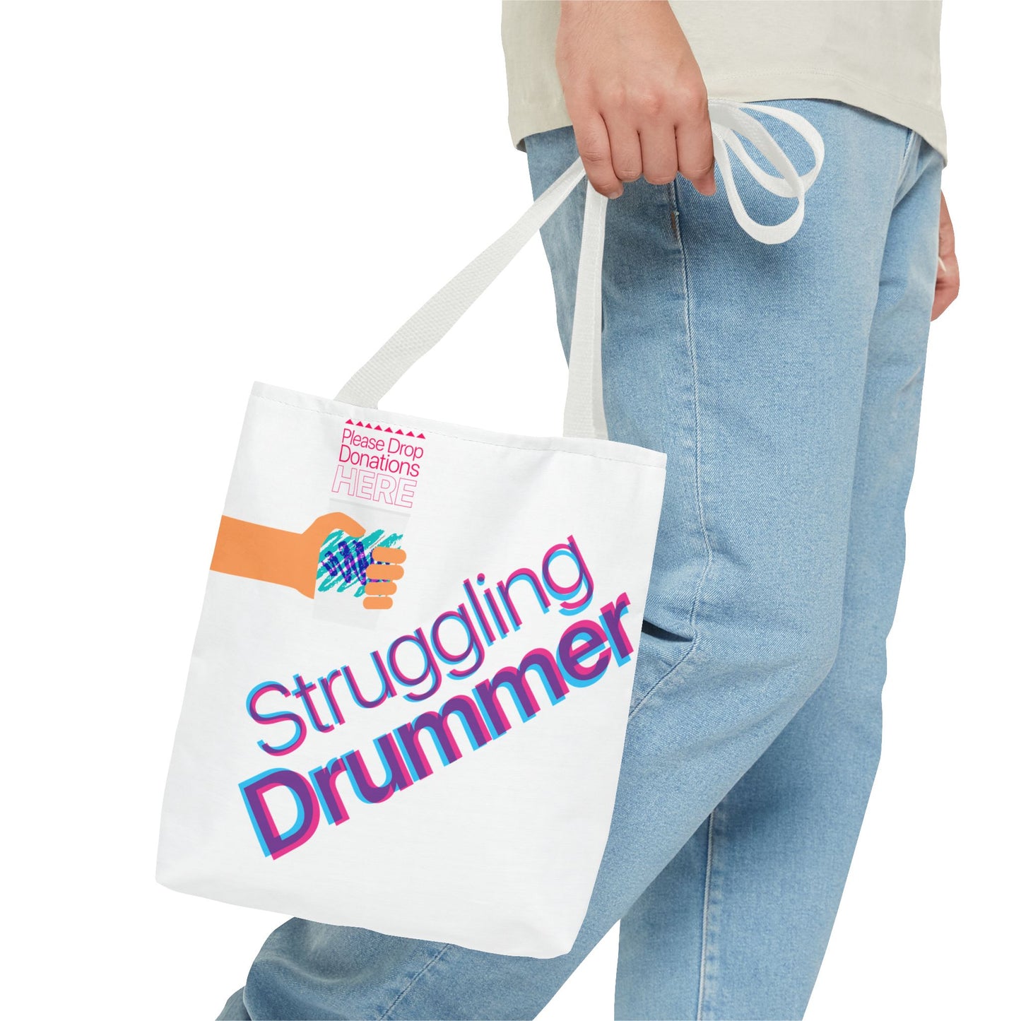 Struggling Drummer Tote Bag - Musical Themed, Perfect for Musicians and Drums Lovers (80s Jazzy Cup)