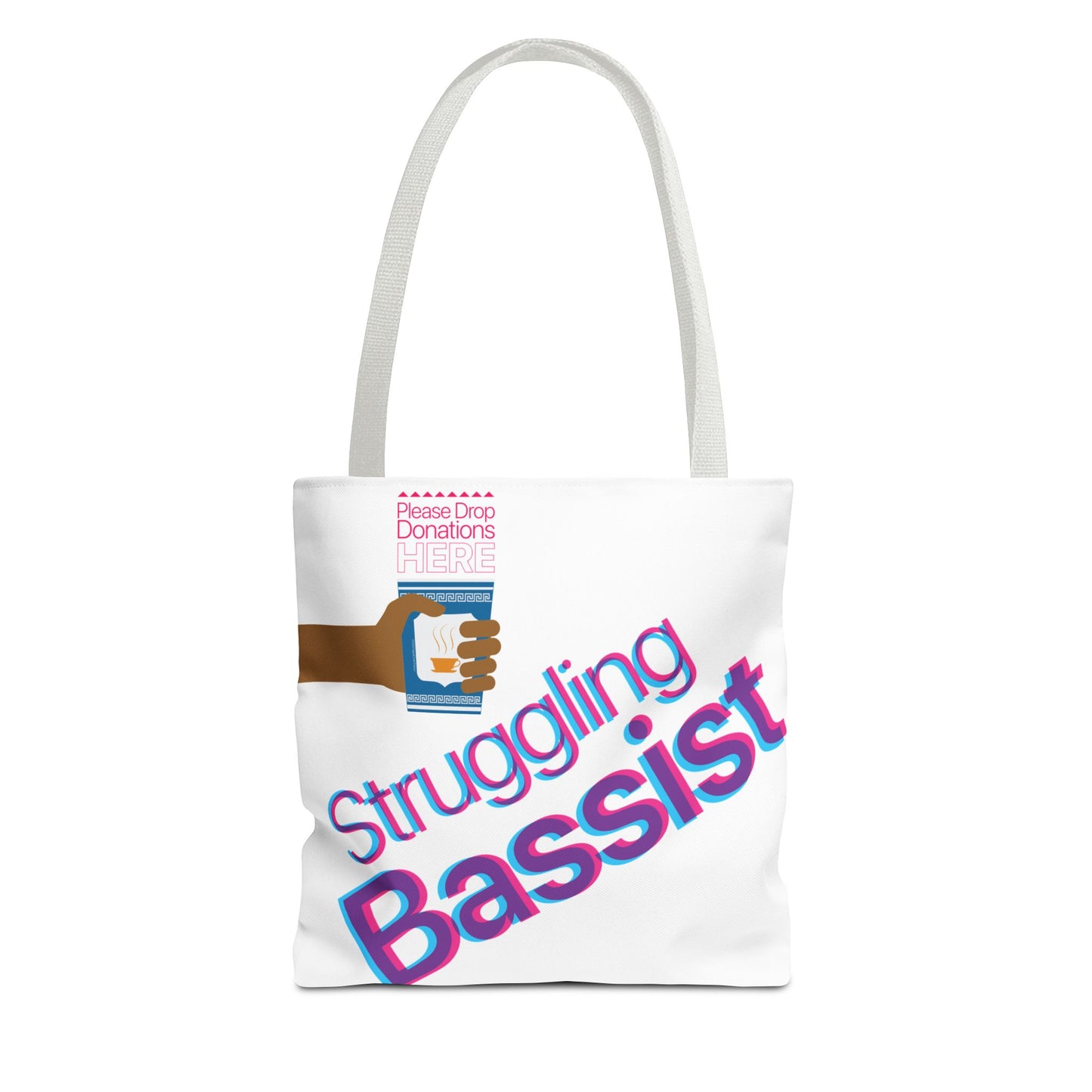 Struggling Bassist Tote Bag - Musical Themed, Perfect for Musicians and Bass Players - Original Design by Signal Chain Theory (Greek Cup)