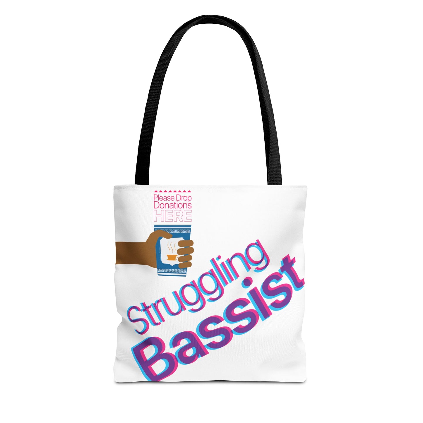 Struggling Bassist Tote Bag - Musical Themed, Perfect for Musicians and Bass Players - Original Design by Signal Chain Theory (Greek Cup)