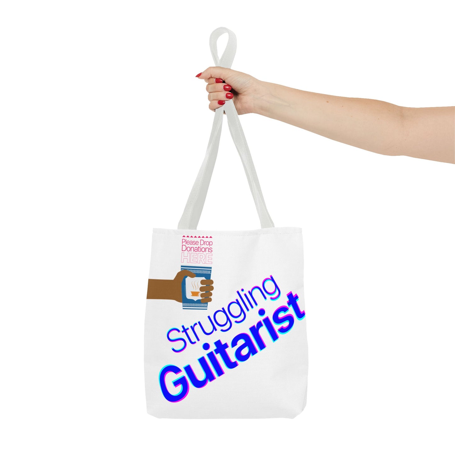 Struggling Guitarist Tote Bag - Musical Themed, Perfect for Musicians and Guitar Players - Original Design by Signal Chain Theory (Greek Cup)