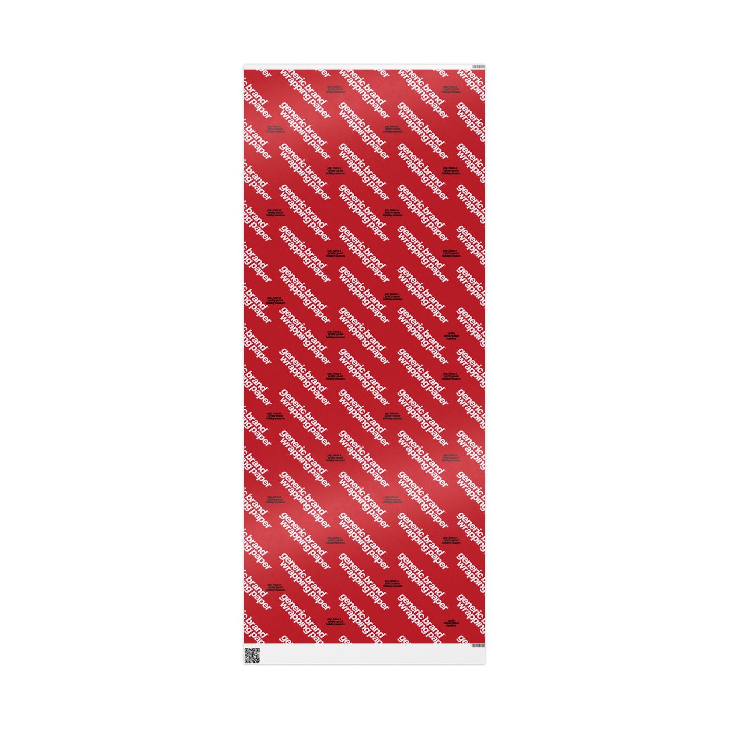 Quite Descriptive "Generic Brand Wrapping Paper" Red Holiday Gift Wrapping Paper Roll With White Typography Print