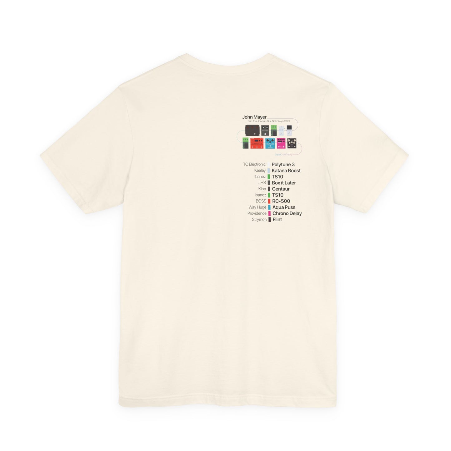 John Mayer Guitar Pedalboard Signal Chain - Premium Jersey T-shirt with Original Design.