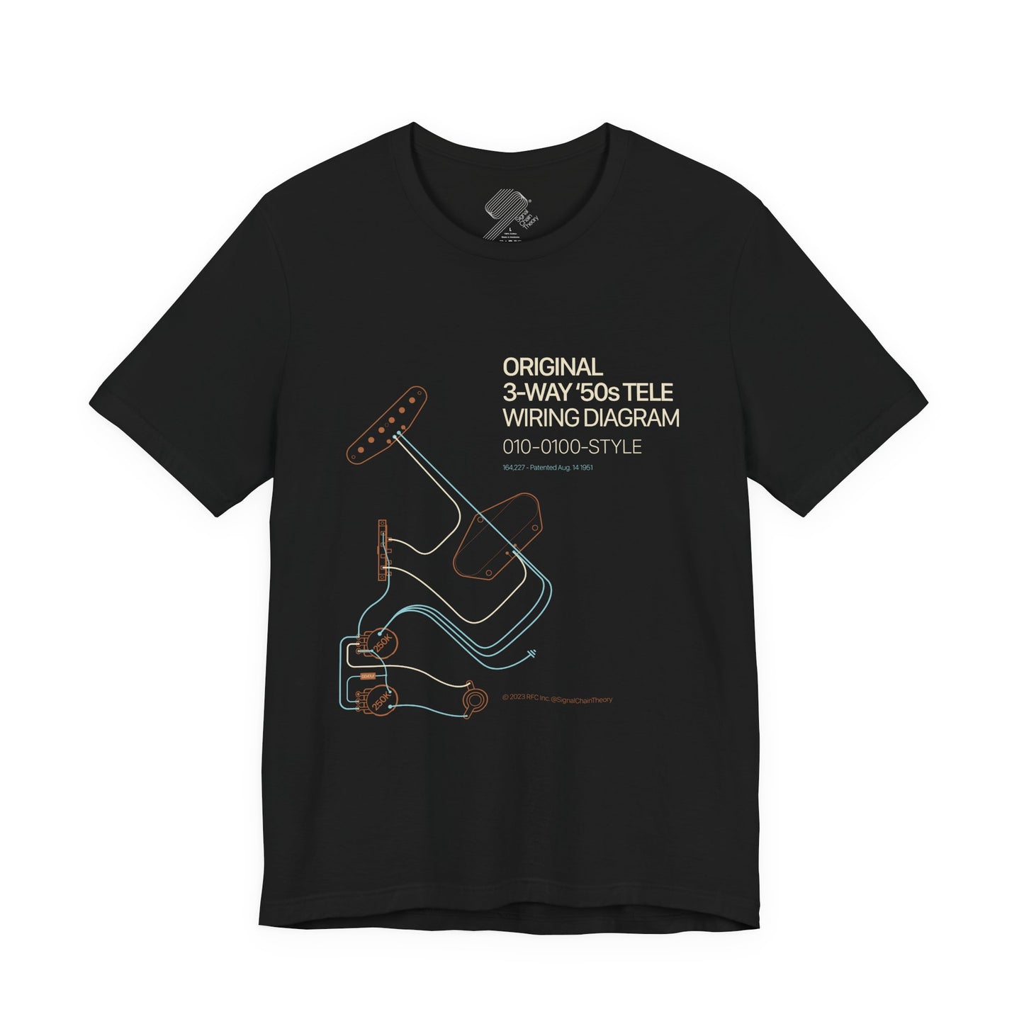 Original '50s Tele Wiring Diagram Tee — Guitar Pickup Schematic Graphic T-Shirt
