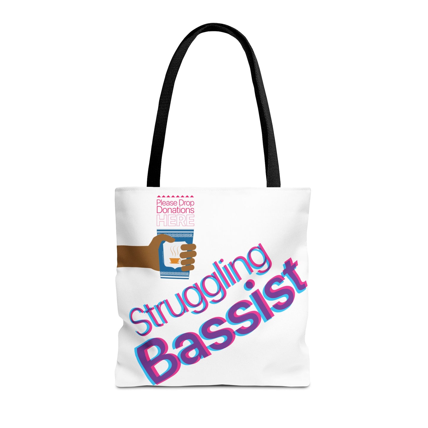 Struggling Bassist Tote Bag - Musical Themed, Perfect for Musicians and Bass Players - Original Design by Signal Chain Theory (Greek Cup)
