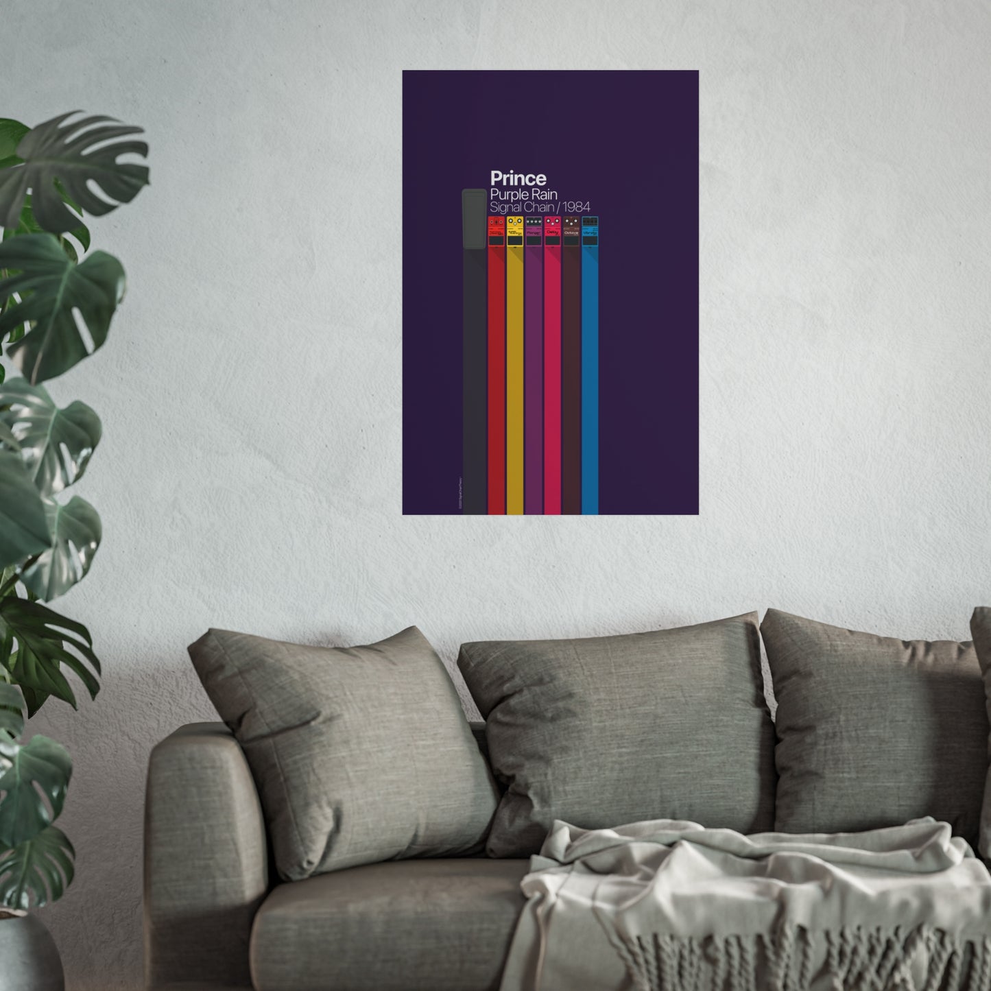 Limited Edition Prince 1984 Pedalboard Signal Chain - Fine Art Vertical Poster (Purple)