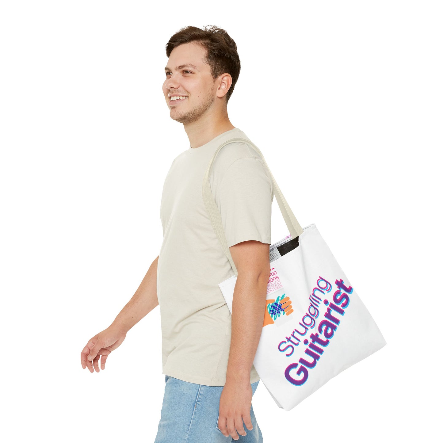 Struggling Guitarist Tote Bag - Musical Themed, Perfect for Musicians and Music Lovers (Jazz Cup)