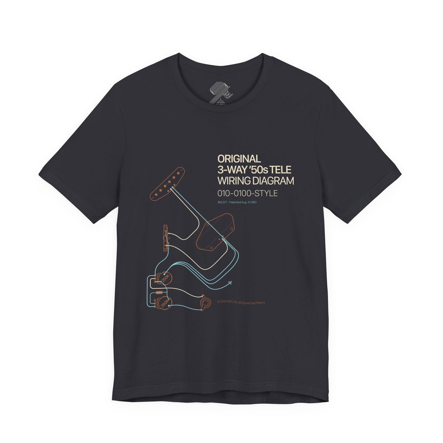 Original '50s Tele Wiring Diagram Tee — Guitar Pickup Schematic Graphic T-Shirt