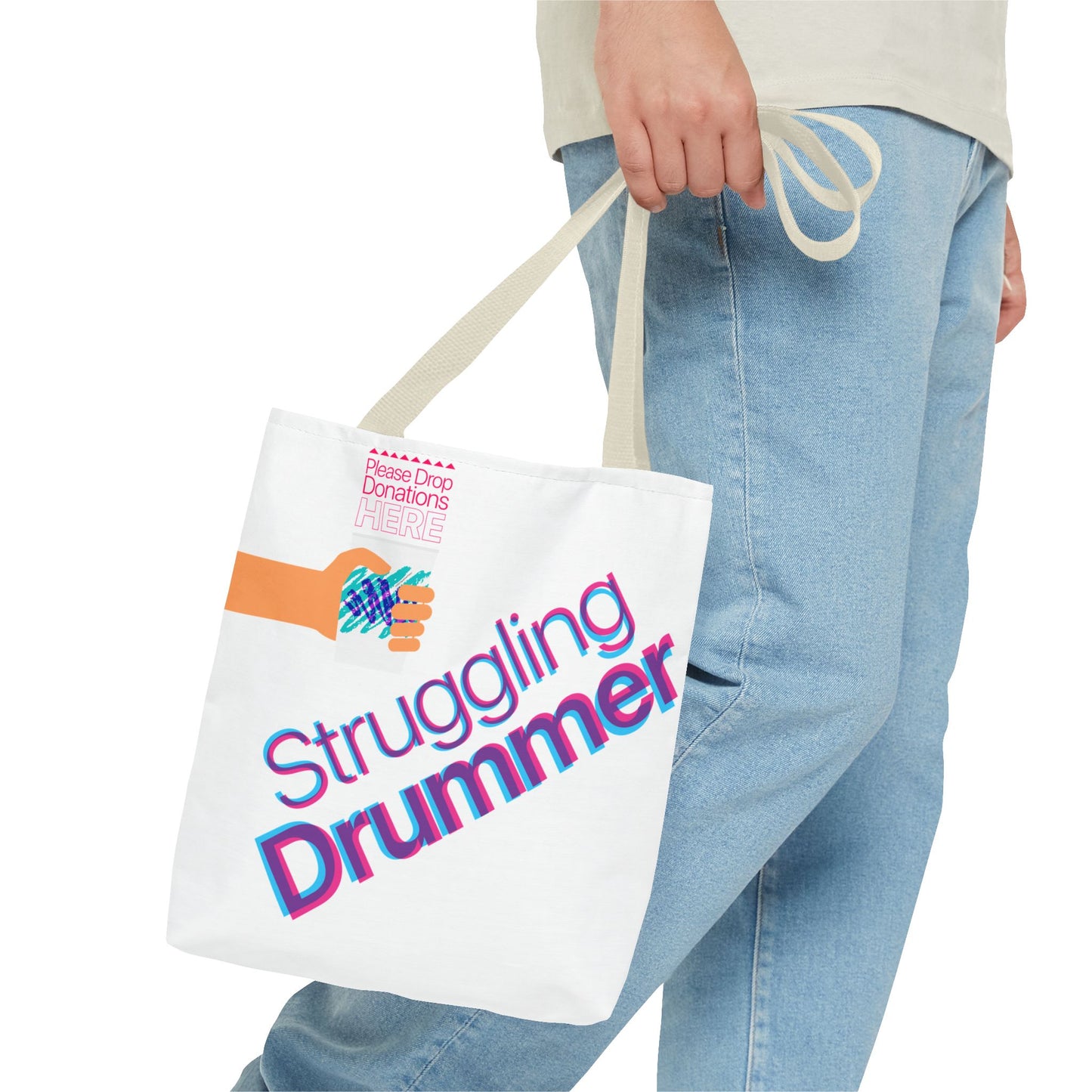 Struggling Drummer Tote Bag - Musical Themed, Perfect for Musicians and Drums Lovers (80s Jazzy Cup)
