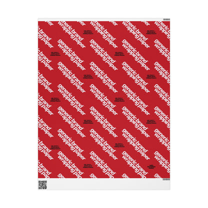 Quite Descriptive "Generic Brand Wrapping Paper" Red Holiday Gift Wrapping Paper Roll With White Typography Print