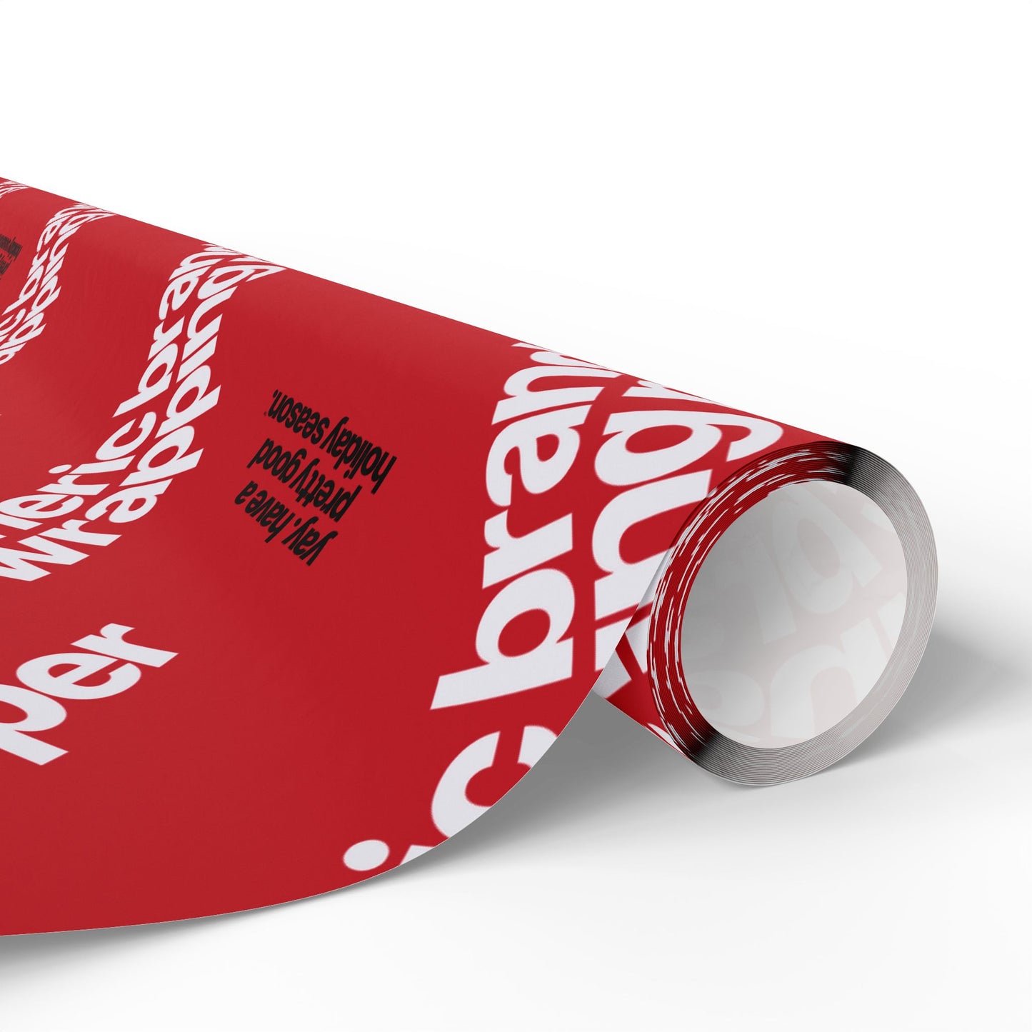 Quite Descriptive "Generic Brand Wrapping Paper" Red Holiday Gift Wrapping Paper Roll With White Typography Print