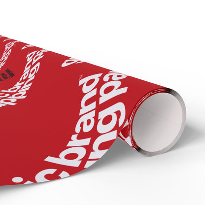 Quite Descriptive "Generic Brand Wrapping Paper" Red Holiday Gift Wrapping Paper Roll With White Typography Print
