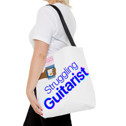Struggling Guitarist Tote Bag - Musical Themed, Perfect for Musicians and Guitar Players - Original Design by Signal Chain Theory (Greek Cup)