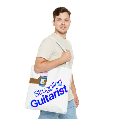 Struggling Guitarist Tote Bag - Musical Themed, Perfect for Musicians and Guitar Players - Original Design by Signal Chain Theory (Greek Cup)