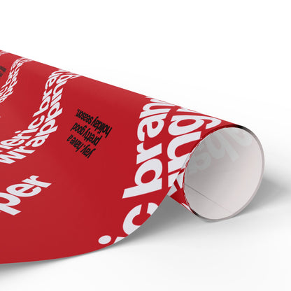 Quite Descriptive "Generic Brand Wrapping Paper" Red Holiday Gift Wrapping Paper Roll With White Typography Print