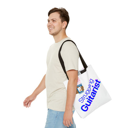 Struggling Guitarist Tote Bag - Musical Themed, Perfect for Musicians and Guitar Players - Original Design by Signal Chain Theory (Greek Cup)