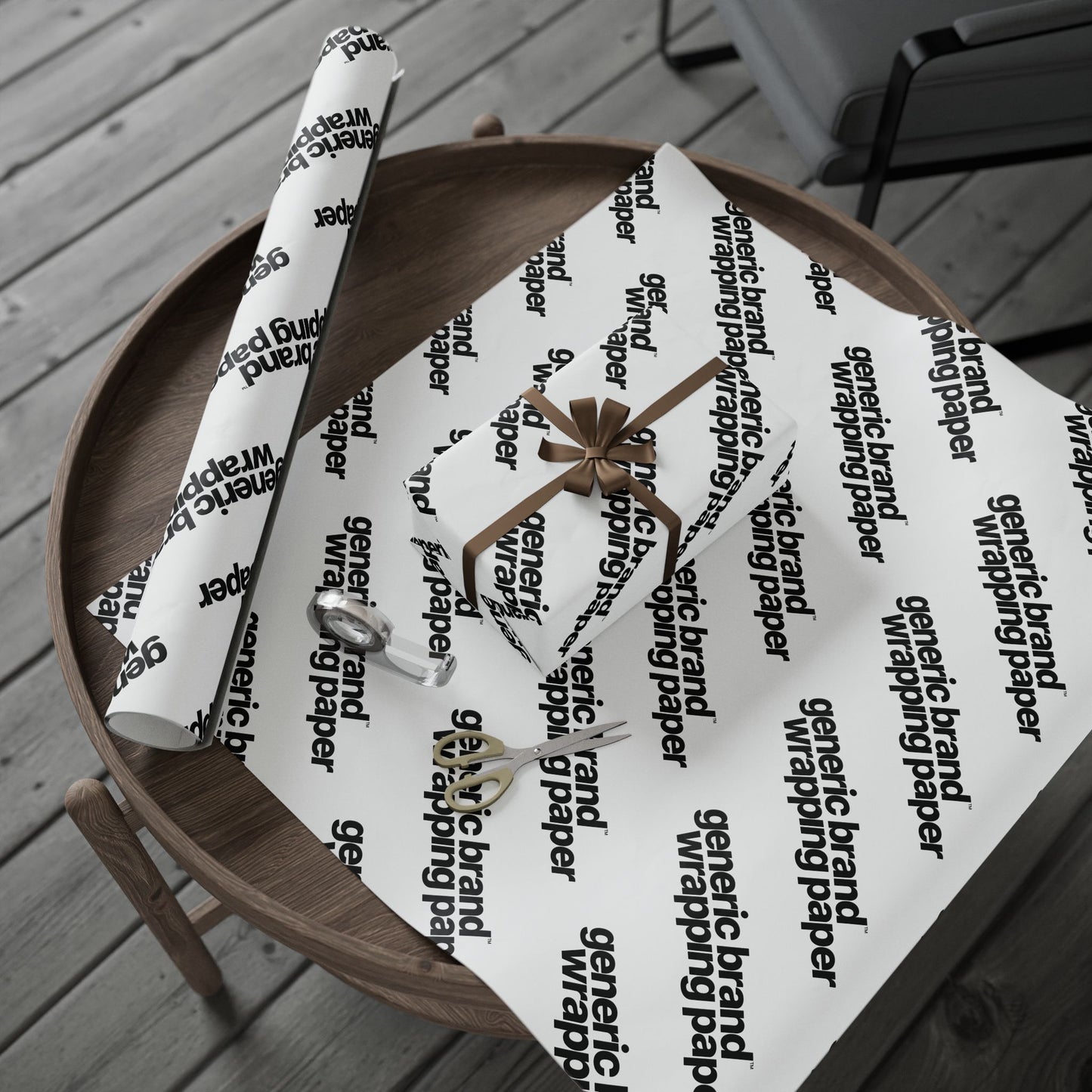 Quite Descriptive "Generic Brand Wrapping Paper" White Gift Wrapping Paper Roll With Black Typography Print