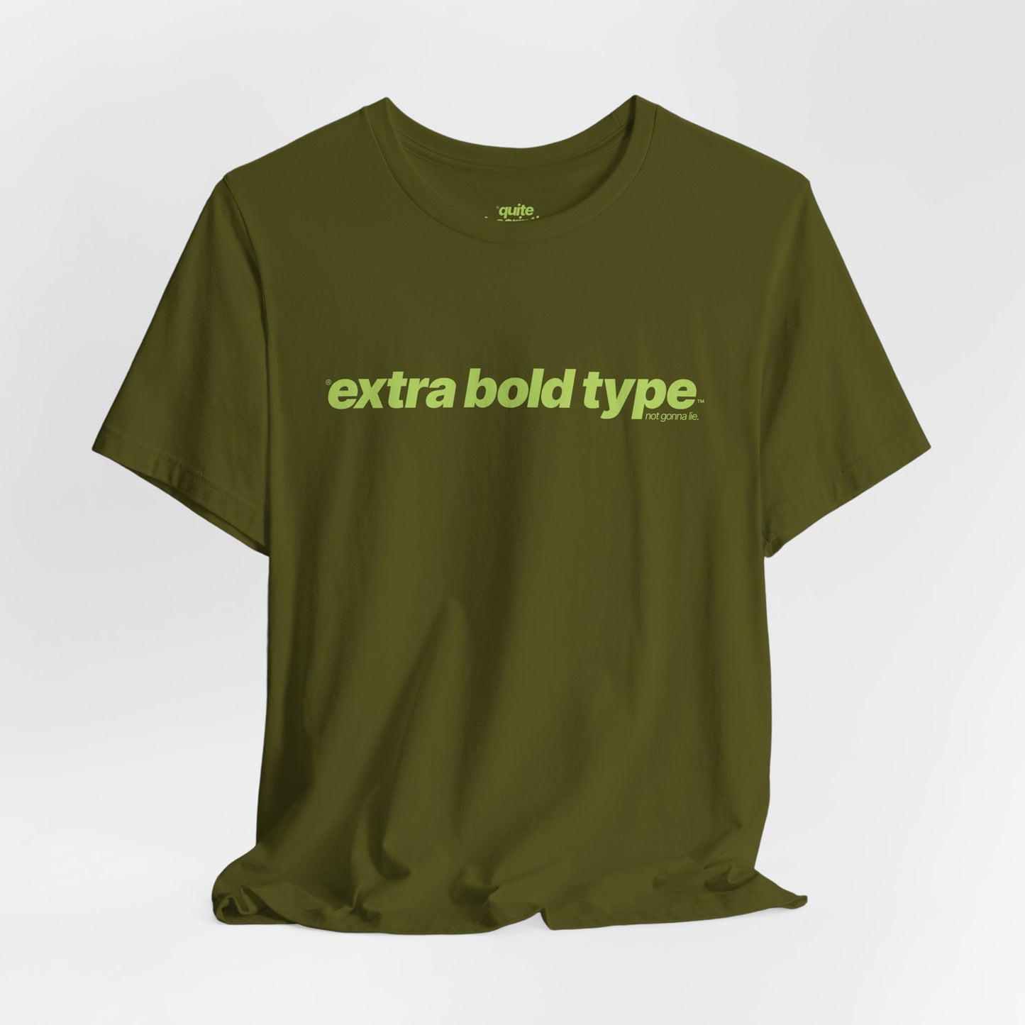 Quite Descriptive Generic Tee with Extra Bold Type™. Minimalist Typography Cozy Shirt.
