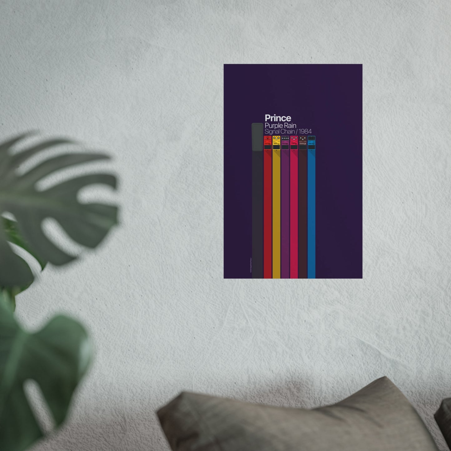 Limited Edition Prince 1984 Pedalboard Signal Chain - Fine Art Vertical Poster (Purple)