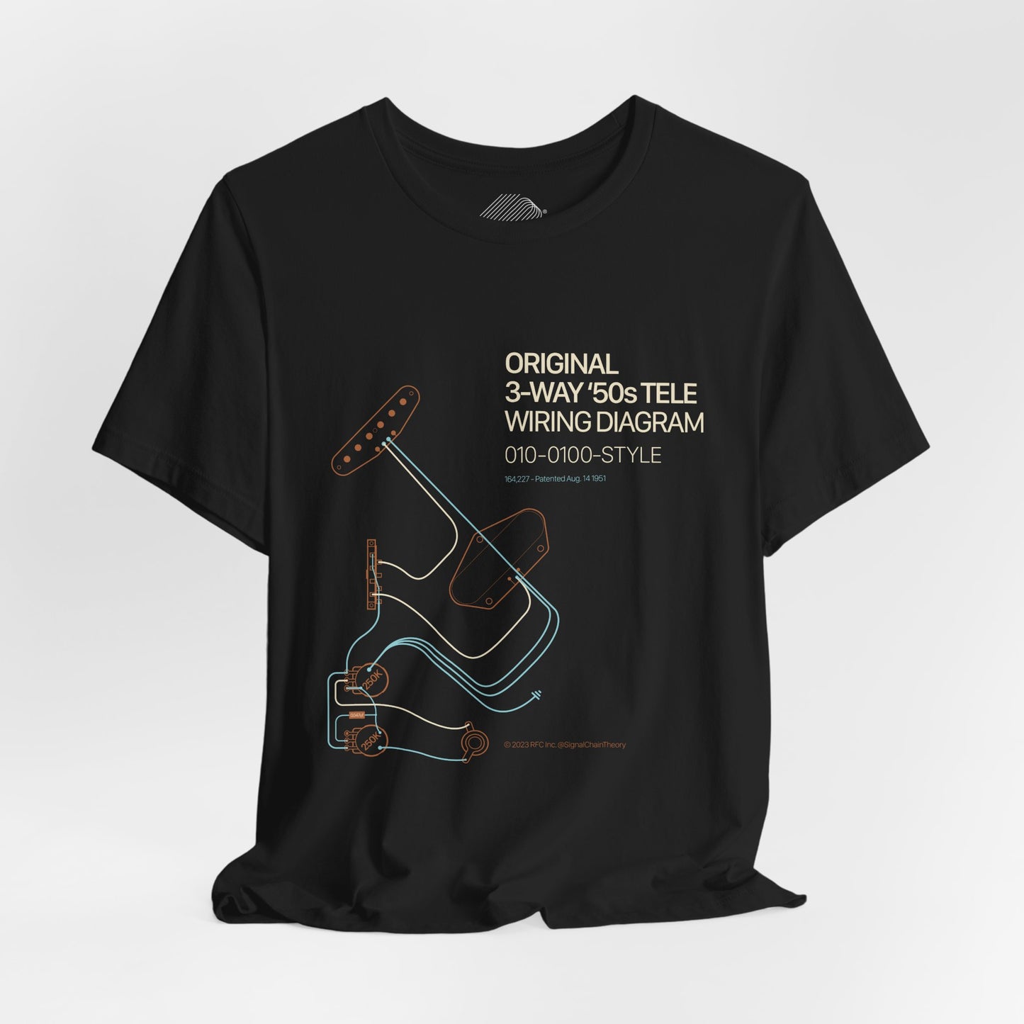 Original '50s Tele Wiring Diagram Tee — Guitar Pickup Schematic Graphic T-Shirt