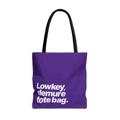 Lowkey Demure Tote Bag. Minimalist & Quite Descriptive Typography Canvas Shopper