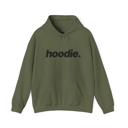 Hoodie with Quite Descriptive "hoodie" Bold Italic Text.  Unisex Heavy Blend Hooded Sweatshirt Casual Pullover.