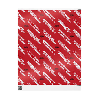 Quite Descriptive "Generic Brand Wrapping Paper" Red Holiday Gift Wrapping Paper Roll With White Typography Print