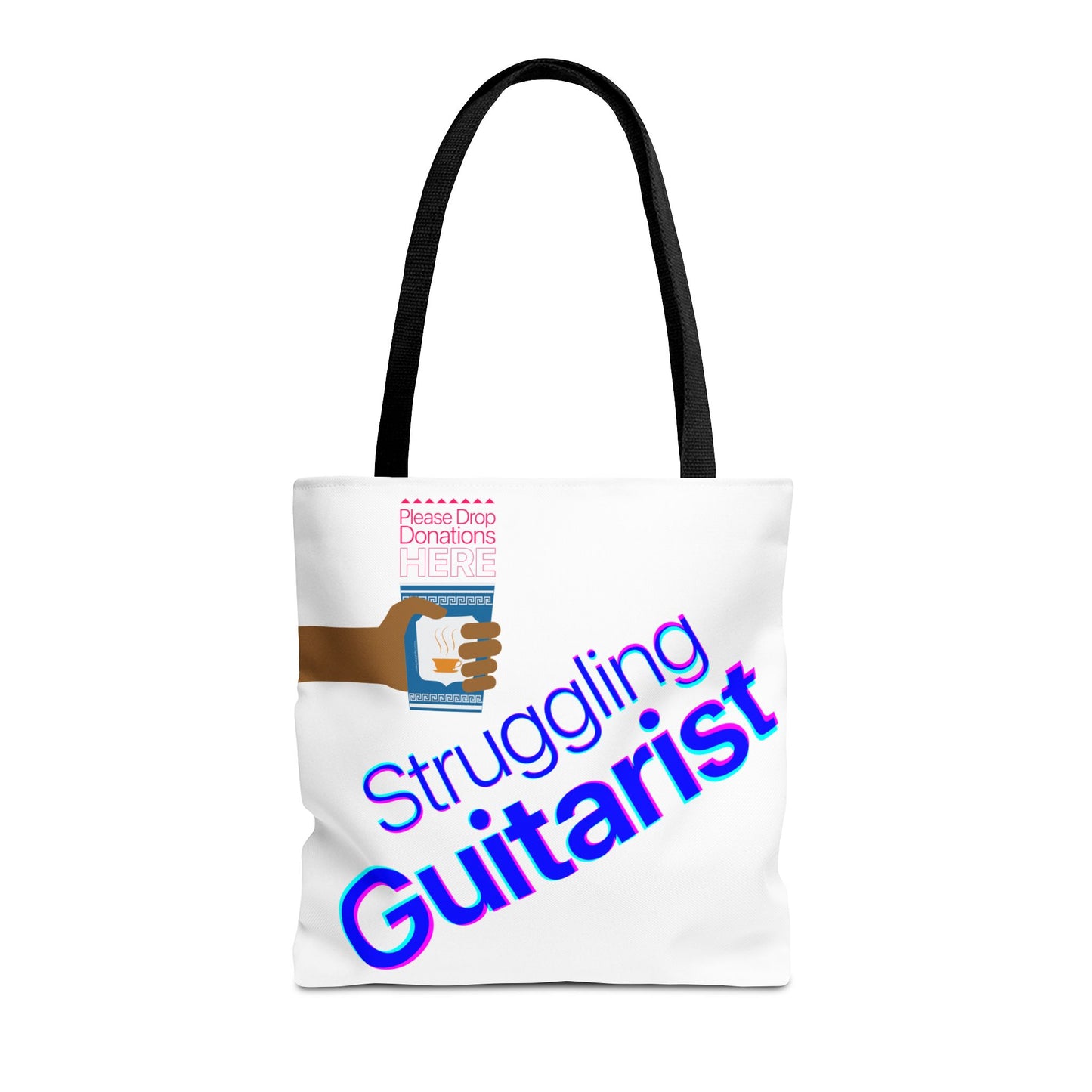 Struggling Guitarist Tote Bag - Musical Themed, Perfect for Musicians and Guitar Players - Original Design by Signal Chain Theory (Greek Cup)
