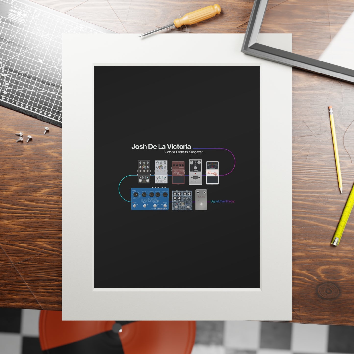 Josh Dela Victoria's Simple Guitar Pedalboard Giclée Art Print