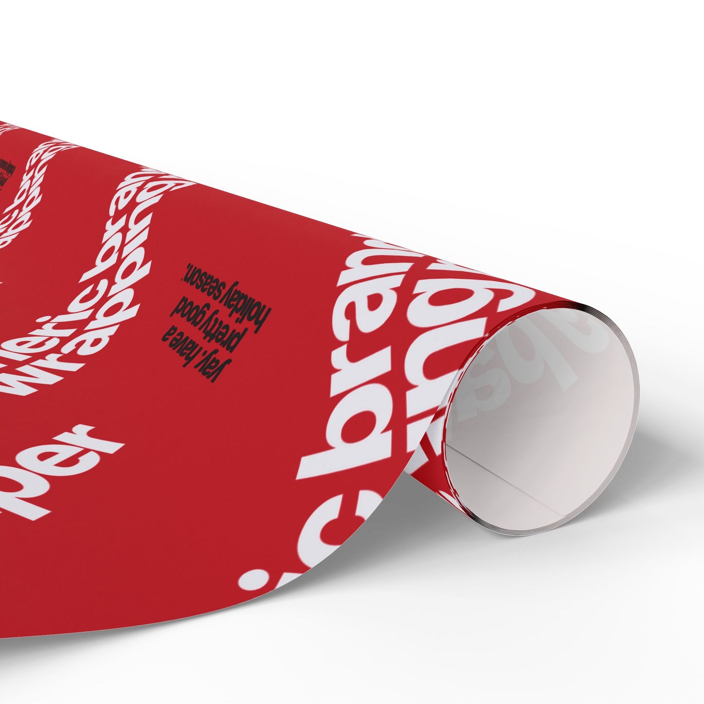 Quite Descriptive "Generic Brand Wrapping Paper" Red Holiday Gift Wrapping Paper Roll With White Typography Print