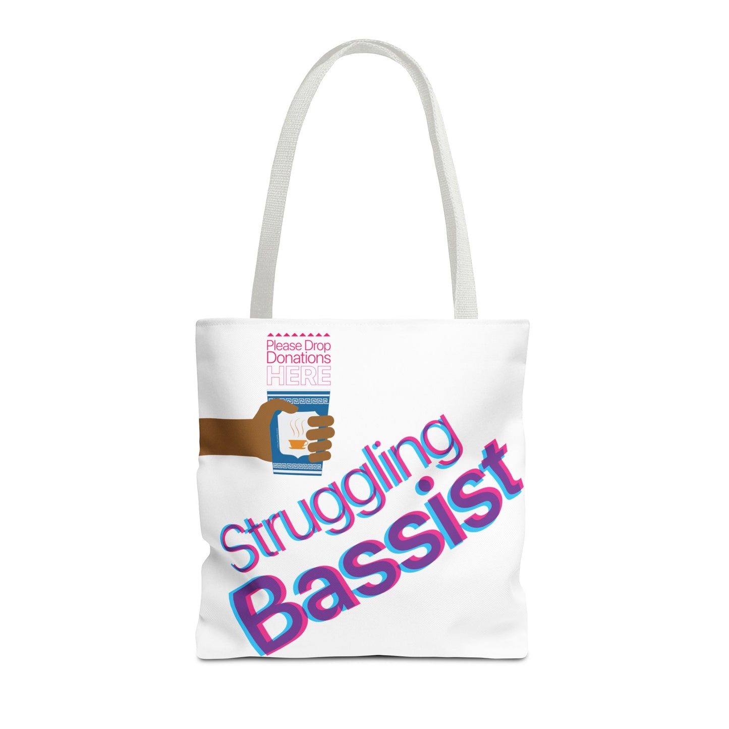 Struggling Bassist Tote Bag - Musical Themed, Perfect for Musicians and Bass Players - Original Design by Signal Chain Theory (Greek Cup)
