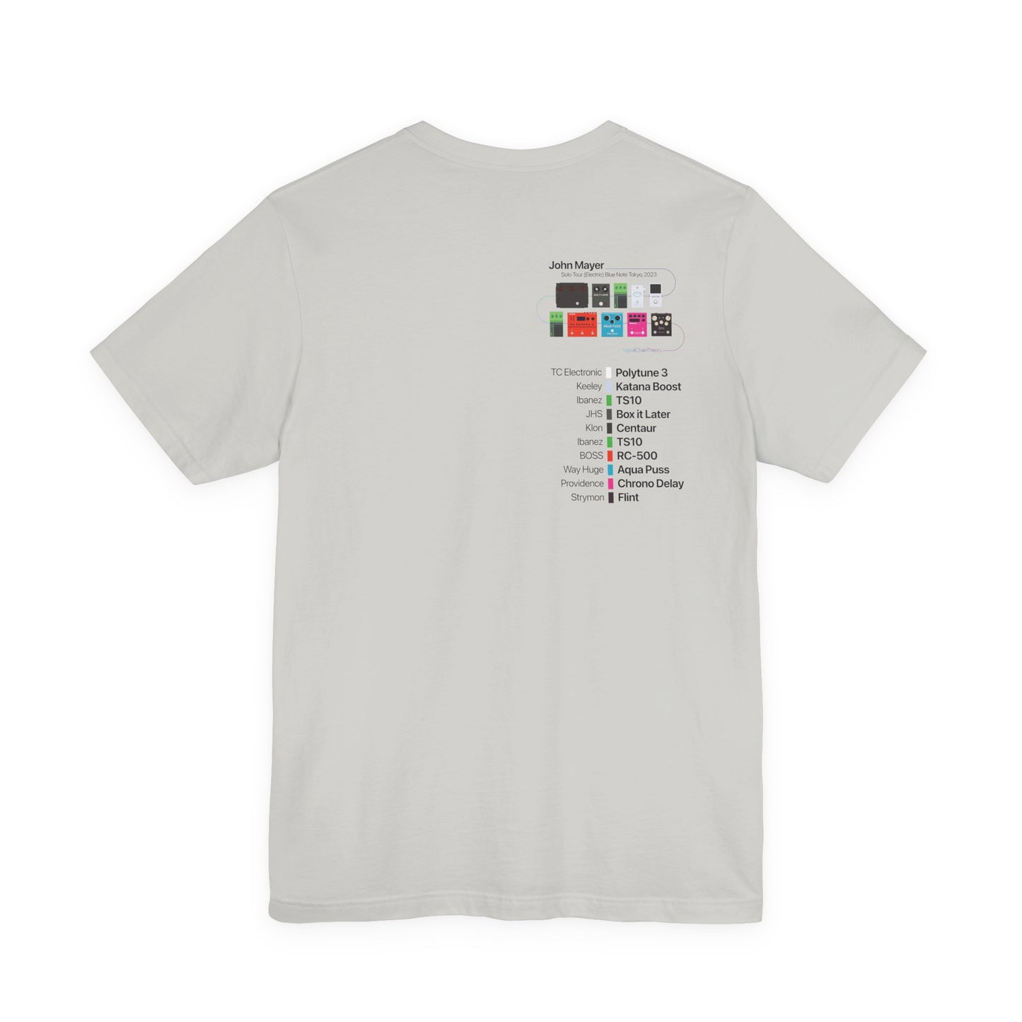 John Mayer Guitar Pedalboard Signal Chain - Premium Jersey T-shirt with Original Design.