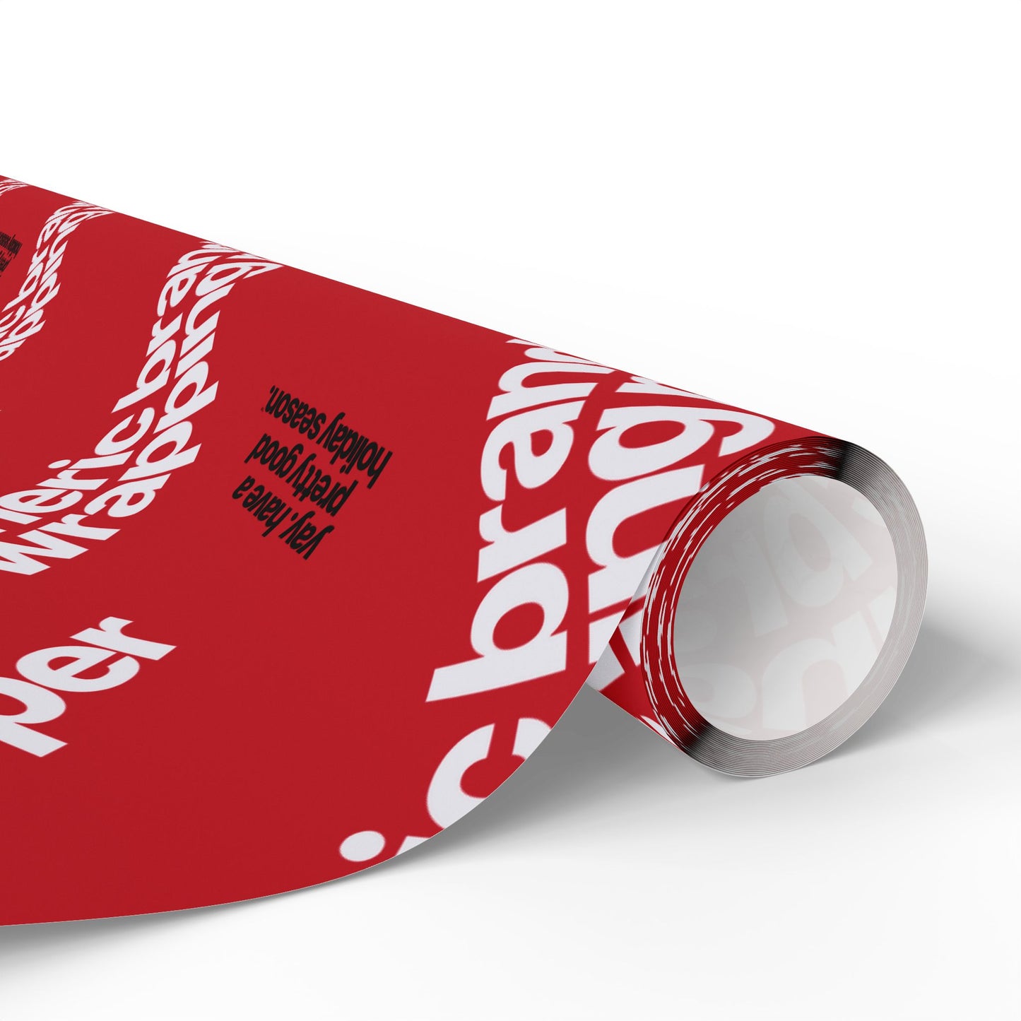 Quite Descriptive "Generic Brand Wrapping Paper" Red Holiday Gift Wrapping Paper Roll With White Typography Print