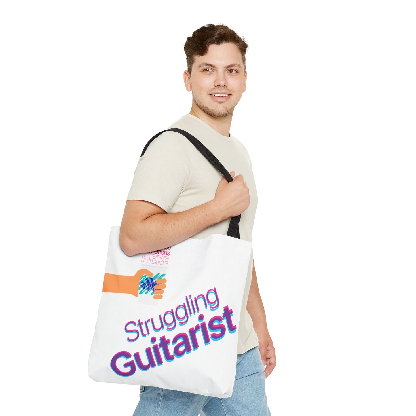 Struggling Guitarist Tote Bag - Musical Themed, Perfect for Musicians and Music Lovers (Jazz Cup)