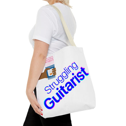 Struggling Guitarist Tote Bag - Musical Themed, Perfect for Musicians and Guitar Players - Original Design by Signal Chain Theory (Greek Cup)