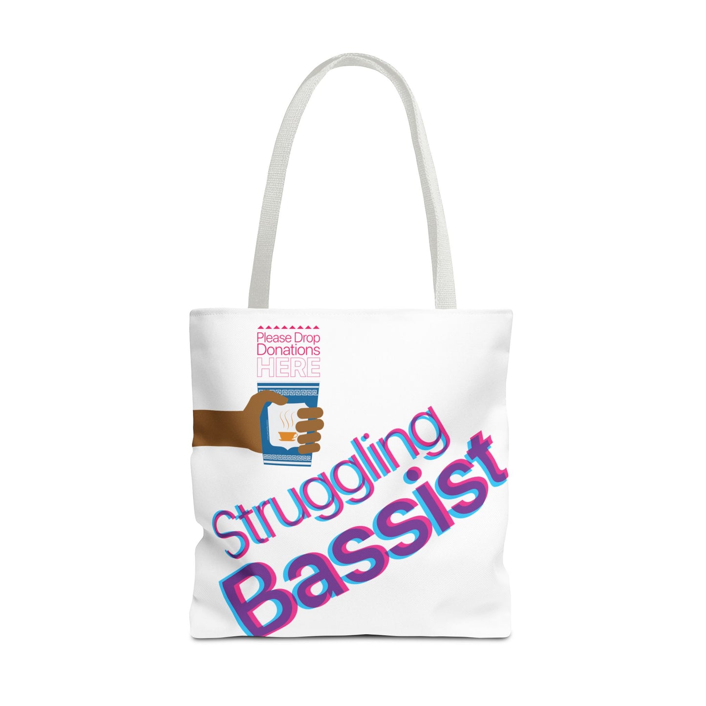 Struggling Bassist Tote Bag - Musical Themed, Perfect for Musicians and Bass Players - Original Design by Signal Chain Theory (Greek Cup)