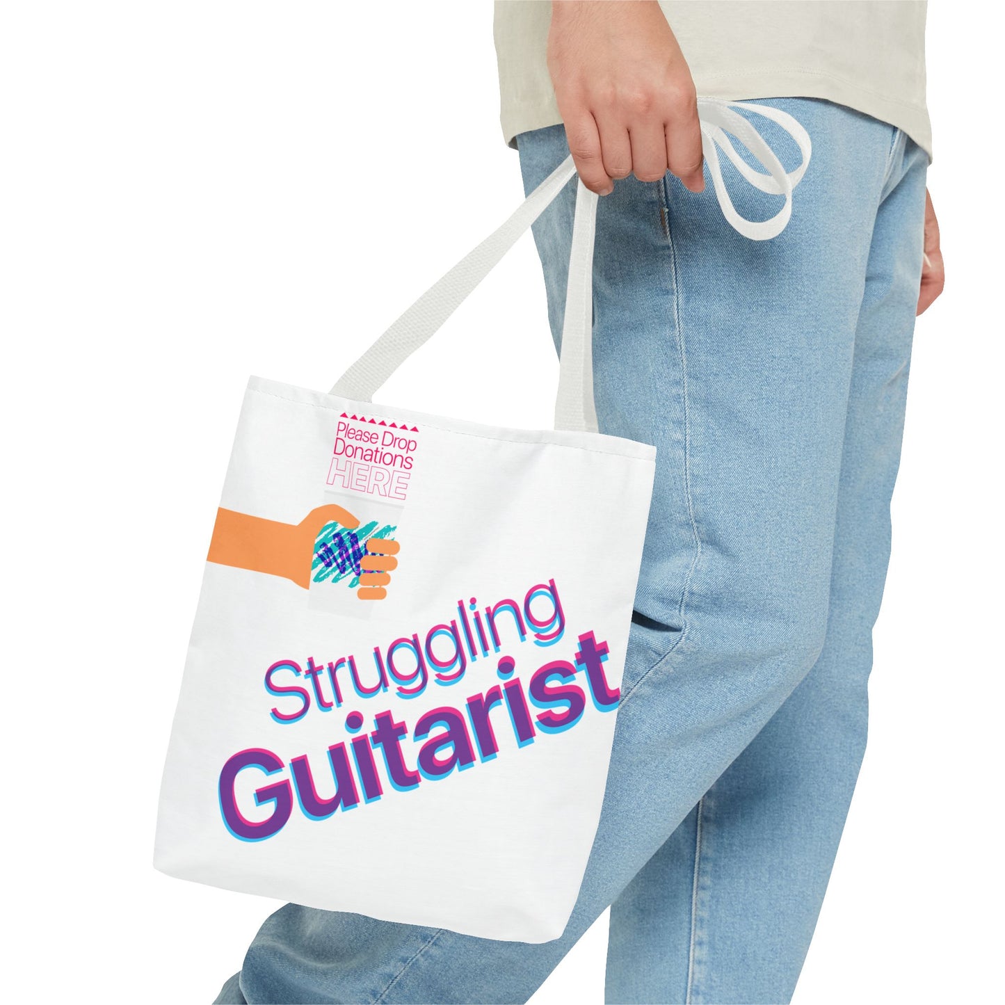 Struggling Guitarist Tote Bag - Musical Themed, Perfect for Musicians and Music Lovers (Jazz Cup)
