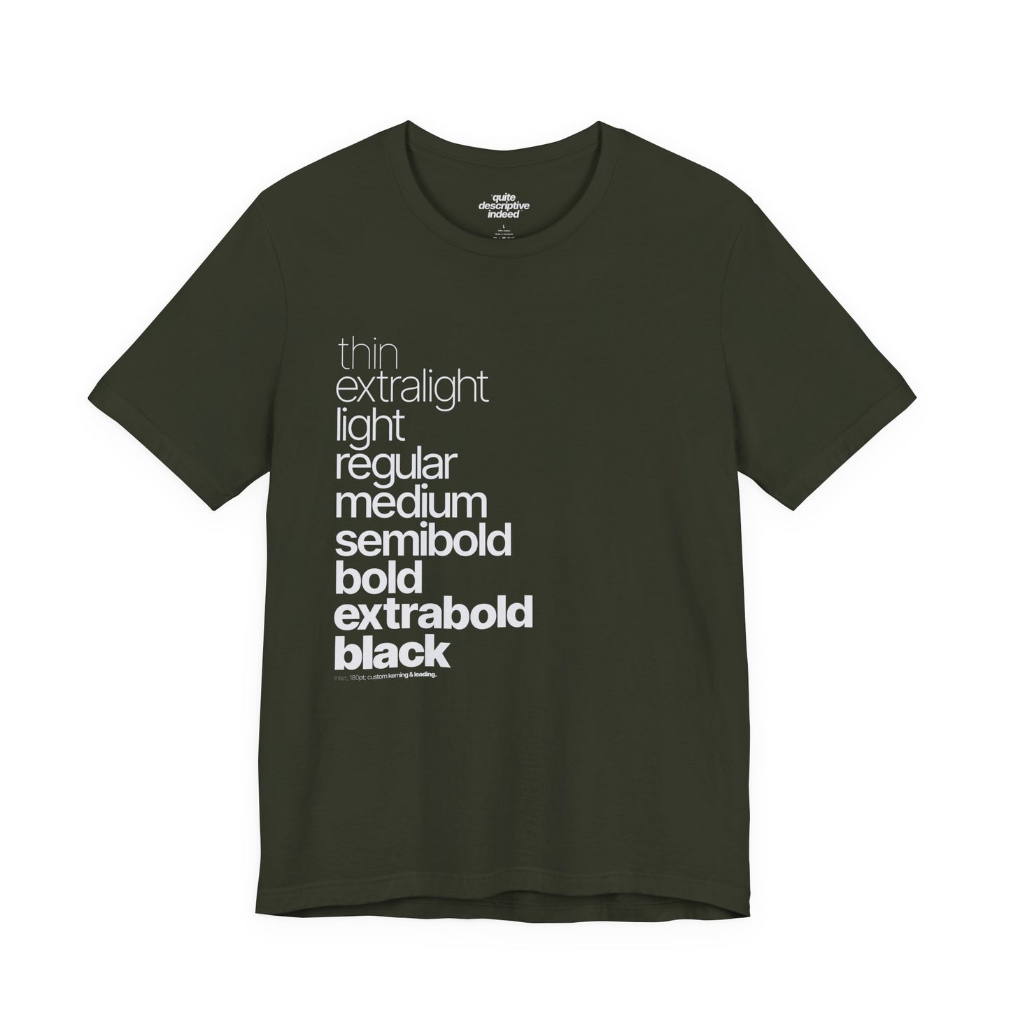 Typographical "Quite Descriptive T-Shirt" About Typography. Great Conversation Starter!