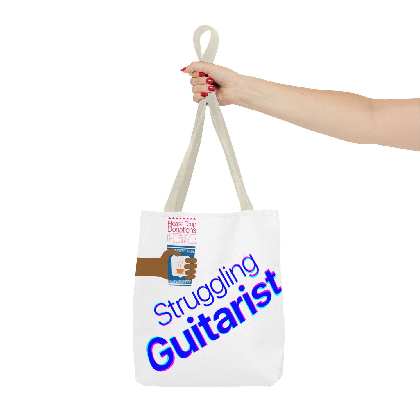 Struggling Guitarist Tote Bag - Musical Themed, Perfect for Musicians and Guitar Players - Original Design by Signal Chain Theory (Greek Cup)