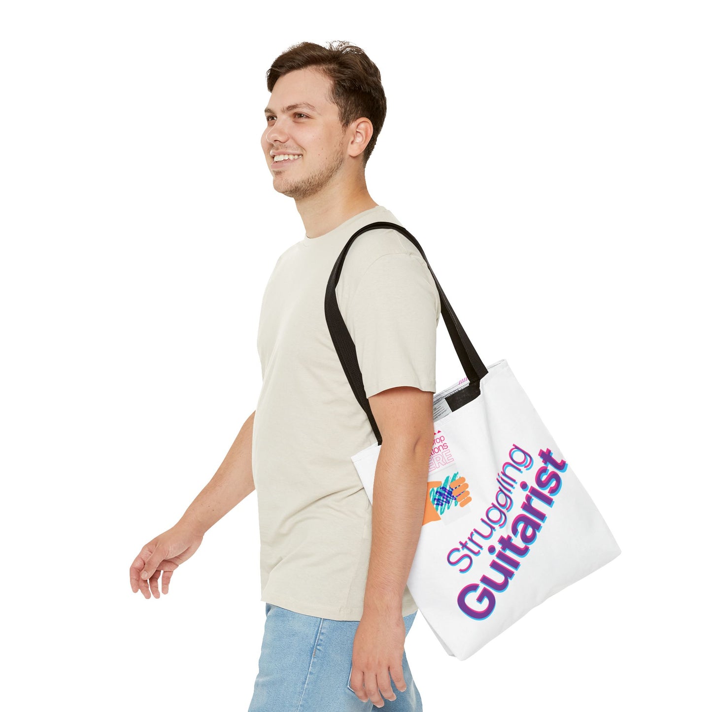 Struggling Guitarist Tote Bag - Musical Themed, Perfect for Musicians and Music Lovers (Jazz Cup)