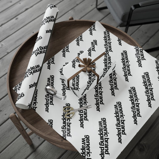 Quite Descriptive "Generic Brand Wrapping Paper" White Gift Wrapping Paper Roll With Black Typography Print